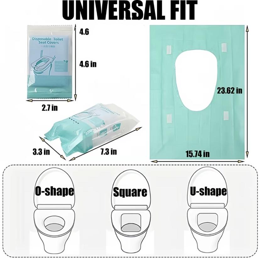 Disposable Rectangular Toilet Seat Cover Set, 10/20/30-Pack Single-Use Nylon Solid 16x24in Waterproof Portable Non-Slip Individually Wrapped Boxed Toilet Lid & Tank Covers for Home Bathroom Hygiene Essentials