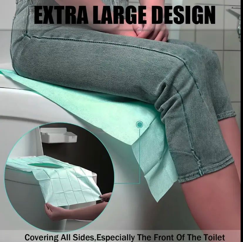 Disposable Rectangular Toilet Seat Cover Set, 10/20/30-Pack Single-Use Nylon Solid 16x24in Waterproof Portable Non-Slip Individually Wrapped Boxed Toilet Lid & Tank Covers for Home Bathroom Hygiene Essentials