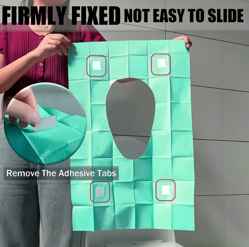 Disposable Rectangular Toilet Seat Cover Set, 10/20/30-Pack Single-Use Nylon Solid 16x24in Waterproof Portable Non-Slip Individually Wrapped Boxed Toilet Lid & Tank Covers for Home Bathroom Hygiene Essentials