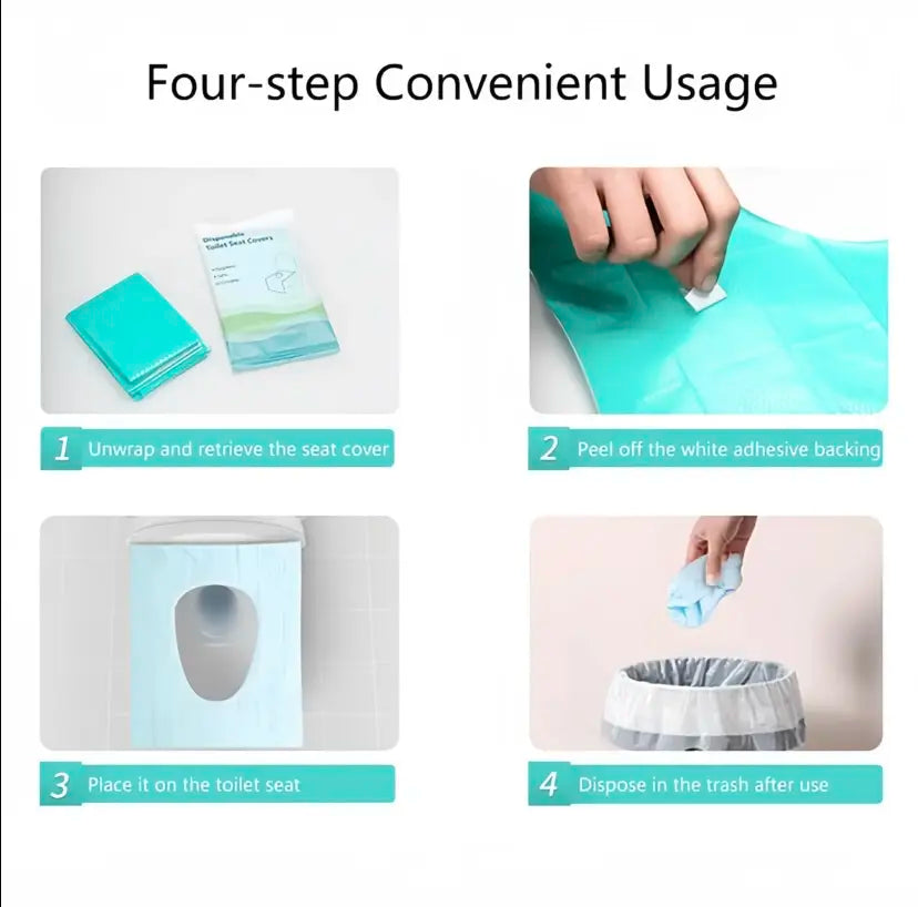 Disposable Rectangular Toilet Seat Cover Set, 10/20/30-Pack Single-Use Nylon Solid 16x24in Waterproof Portable Non-Slip Individually Wrapped Boxed Toilet Lid & Tank Covers for Home Bathroom Hygiene Essentials