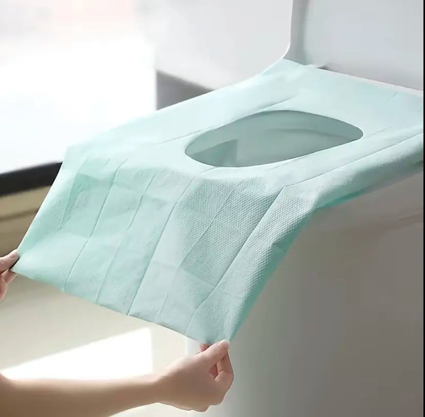 Disposable Rectangular Toilet Seat Cover Set, 10/20/30-Pack Single-Use Nylon Solid 16x24in Waterproof Portable Non-Slip Individually Wrapped Boxed Toilet Lid & Tank Covers for Home Bathroom Hygiene Essentials