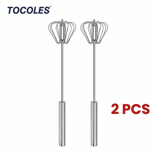 AA Food-Grade Stainless Steel Hand-Push Rotary Whisk, Rust-Resistant with Sturdy Riveted Construction, Semi-Automatic Kitchen Utensil for Coffee, Egg Whisking and Cooking Tasks, Easy to Clean