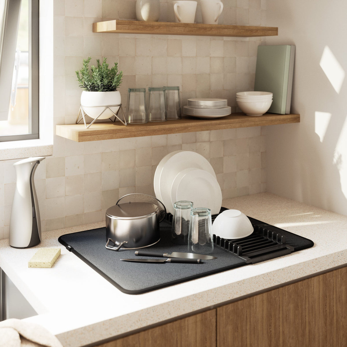 UDry Dish Drying Rack with Mat